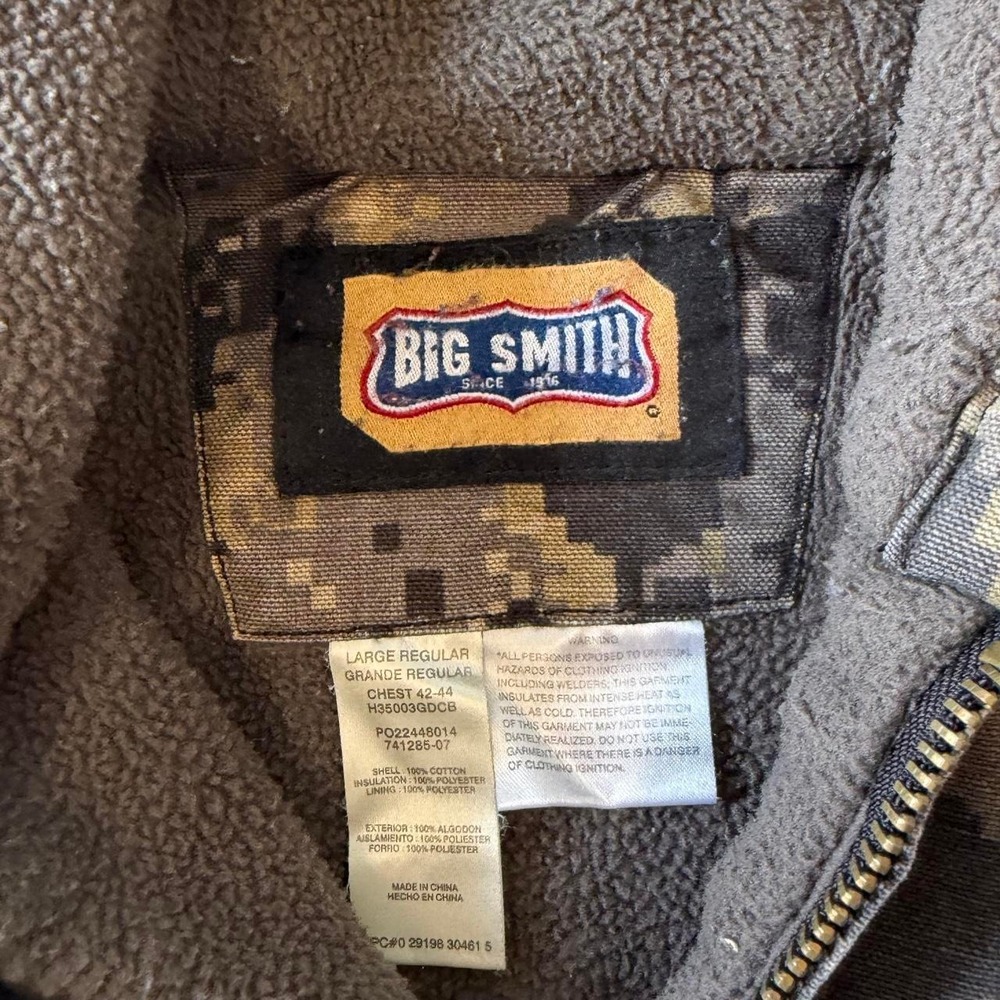 Vintage big smith digital camo zip up Sherpa lined canvas work jacket - Picture 2 of 5